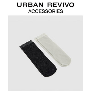 URBAN REVIVO2024夏季女士金属丝中袜两双装UAWA40212 多色 F