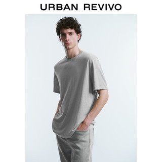 URBAN REVIVO 男士时尚简约休闲纯色圆领短袖T恤 UMU440041 中灰 XS