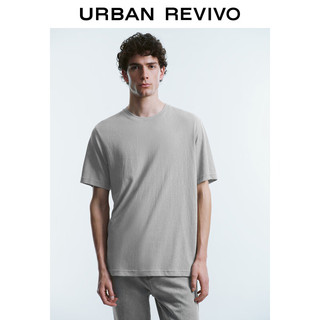 URBAN REVIVO 男士时尚简约休闲纯色圆领短袖T恤 UMU440041 中灰 XS