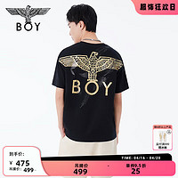 BOY LONDON24春夏款短袖烫金老鹰logo羽毛印花T恤N01076 黑色 XS