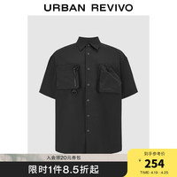 UR2024夏季男装街潮设计感口袋短袖开襟衬衫UMV240040 正黑 S