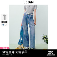 LEDIN 乐町 直筒韩系少女牛仔裤2024年夏季新款显瘦百搭宽松休闲阔腿裤女