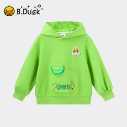 B.Duck 童装男童卫衣连帽春秋款百搭套头衫 绿色