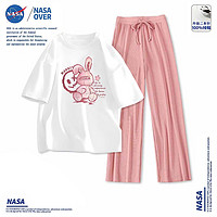 NASAOVER NASA联名纯棉短袖t恤套装男童夏季女童穿搭休闲百搭宽松阔腿裤潮t