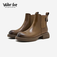Walker Shop 奥卡索 切尔西靴女秋冬时尚百搭休闲短靴英伦风E135337 卡其色 38