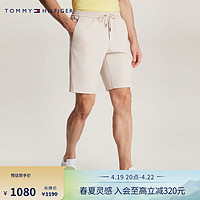 TOMMY HILFIGER 24春季男装府绸抽绳腰合身版休闲运动短裤MW0MW36036 米白色AEV 34