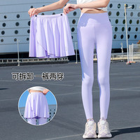 优优1点(Yoyo one)儿童速干运动裤女童春秋休闲长裤假两件裤子中大童跑步打底裤男 2158紫色 130cm