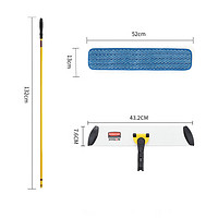 乐柏美 商务用品  进口铝制平板拖把 尘推超细微纤维拖布木地板大理石懒人拖把组合18寸套装黄杆  蓝色布