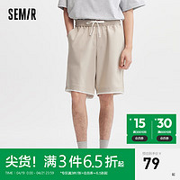 森马（Semir）休闲中裤男2024夏季时尚撞色假两件裤子宽松直筒五分短裤 卡其50686 175/80A/L