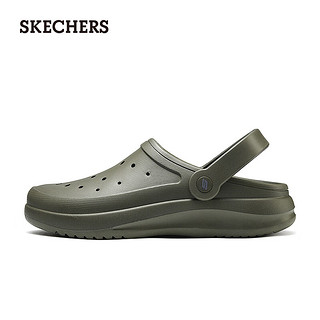 斯凯奇（Skechers）男士休闲洞洞鞋户外溯溪鞋舒适透气凉拖243250 橄榄绿/OLV 39.5