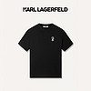 Karl Lagerfeld卡尔拉格斐轻奢老佛爷男装 24夏款KL钉珠刺绣 棉质舒适短袖T恤 黑色 50