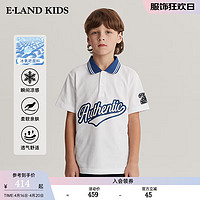 E·LAND KIDS【科技凉感】童装24年夏季男童海军风短袖T恤 White白色/10 120cm