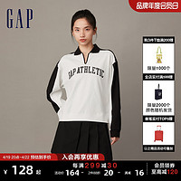 Gap 盖璞 女装早春LOGO纯棉半开襟POLO领T恤宽松廓形高级舒适上衣836108