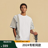 杰帝梵JDV男装2024春夏白色印花圆领T恤短袖上衣STT4411 白色 170/92B（01）