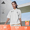 adidas 阿迪达斯 涂鸦风宽松翻领短袖POLO衫女装阿迪达斯官方轻运动IA3160 白色/黑色 A/L