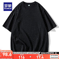 罗蒙圆领短袖T恤男2024夏季时尚休闲百搭纯棉上衣 黑色 165（100-125斤）