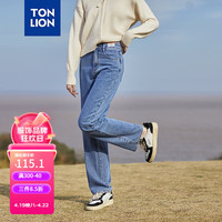 唐狮 TONLION2024女高腰阔腿牛仔长裤拖地裤TB 中牛仔蓝 25