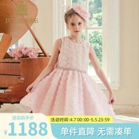 IVY HOUSE常春藤儿童装女童2024年夏 法式玫瑰无袖公主裙礼服裙连衣裙 粉红色 110cm