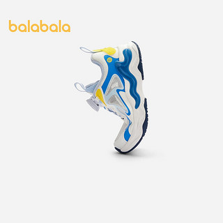 巴拉巴拉男童运动鞋2024夏季慢跑鞋透气网布鞋潮 白蓝色调00318 33码