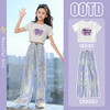 优优1点（Yoyo one）儿童爵士舞服装女童街舞演出服套装中大童夏季女孩幼儿园舞蹈表演 15090扎染+9889白 120cm