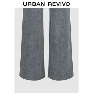 URBAN REVIVO 女士时髦复古水洗磨白休闲牛仔长裤 UWH840078 蓝色 25