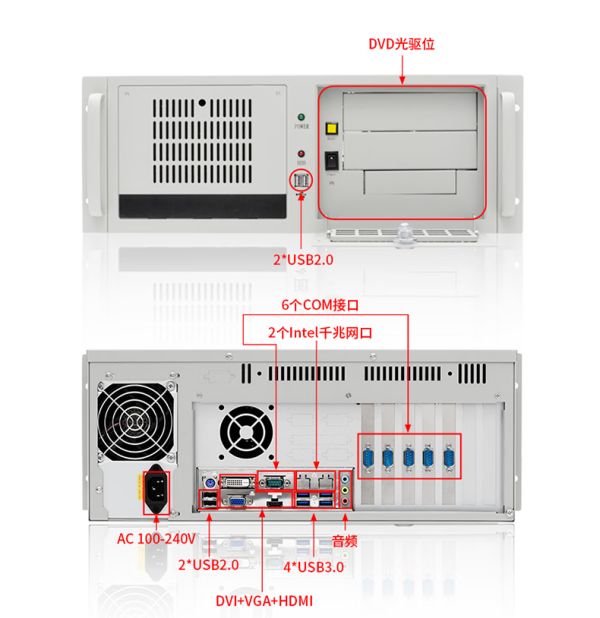 智纯(zhichun)4u工控机电脑主机箱工业计算机上架式工作站 zpc-610l