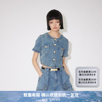 RE'VAN芮范2024夏季设计师款复古箱型短袖牛仔外套RM30109318 蓝色 XS/34