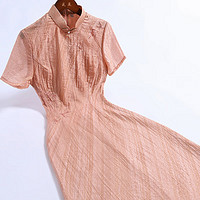 戚薇改良粉色旗袍2024年轻款少女夏季复古风优雅气质日常可穿 粉色 M