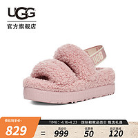 UGG 春季女士时尚休闲舒适厚底弹力束带露趾茸茸凉鞋 1120876 RSGRY  玫瑰灰色 40 RSGRY | 玫瑰灰色