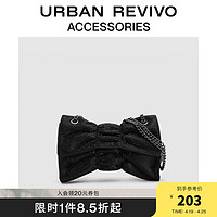 URBAN REVIVO 2024春季女士镶钻蝴蝶结单肩斜挎包UAWB40047 黑色