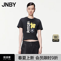 江南布衣（JNBY）24夏T恤女纯棉新中式印花宽松休闲短袖5O4112770 099/黑色系花型 XL