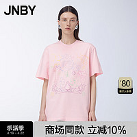 JNBY江南布衣24夏T恤宽松圆领蝴蝶印花棉质5O4112800 668/浅粉色 M