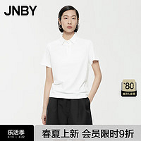 江南布衣（JNBY）24夏polo衫T恤女短袖极简直筒休闲通勤5X4110030 101/漂白 M