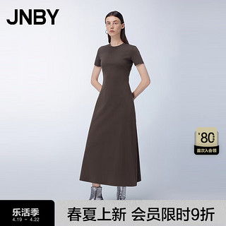 江南布衣（JNBY）24夏连衣裙圆领短袖A型5O4G10990 223/浓咖 M