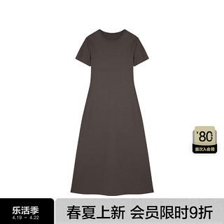 江南布衣（JNBY）24夏连衣裙圆领短袖A型5O4G10990 223/浓咖 M