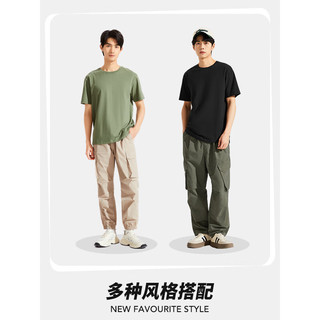 热风 hotwind男士夏季短袖t恤休闲简约基础款纯棉短袖圆领纯色男款t恤 01黑色 XL
