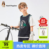 暇步士 儿童夏季圆领休闲短袖 藏蓝 130cm