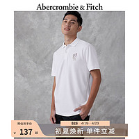 ABERCROMBIE & FITCH【自然小麋鹿】男装 美式复古商务休闲通勤短袖Polo衫 329581-1 白色 M (180/100A)