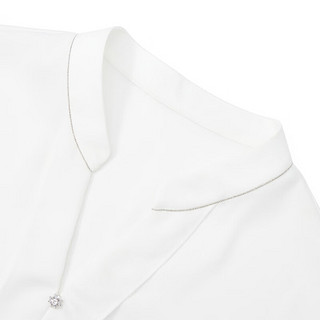 娜尔思（NAERSI）【多元通勤】2024春夏套头上衣减龄V领七分袖时尚衬衫 白色 M