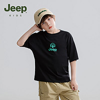 百亿补贴：Jeep 吉普 男童T恤2024夏季新款纯棉吸汗休闲个性风中大童半袖上衣