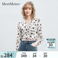 MeetMetro玛依尔法式印花衬衫女2024春季设计感短款修身衬衣 印花 M
