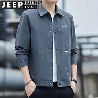 JEEP SPIRIT 吉普夹克男春秋季外套休闲上衣宽松百搭运动潮流 灰色 3XL