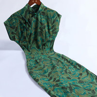 戚薇新中式气质优雅淑女范绿色真开襟旗袍2024年夏季日常可穿 绿色 S