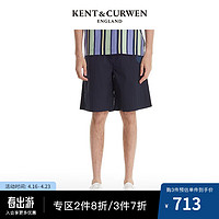 KENT&CURWEN 肯迪文KC夏季纯色棉质玫瑰徽章休闲短裤男K4771EI021 深蓝 52