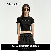 MO&Co.Reebok联名2024夏【凉感】金属胶印短袖T恤MBD2TEE032 黑色 S/160