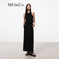 MO&Co.2024夏三醋酸混纺中低腰松紧腰黑色连衣裙MBD2DRS022 黑色  M/165