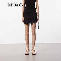 MO&Co.牛仔裙裤夏摇滚风黑牛低腰解构围裹式工装口袋短裤摩安珂 牛仔黑色 XXS 24
