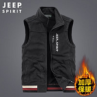 JEEP SPIRIT 马甲男冬季男士保暖多口袋工装马夹加绒加厚外套外套男 FS1999 黑色 3XL