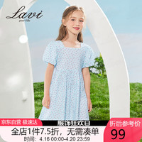 Lavi童装女童裙子儿童连衣裙甜美风中大童公主裙 红花版 130