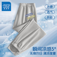 真维斯童装 JEANSWEST JNR男童裤子2024夏季儿童薄款冰丝防蚊裤小男孩透气宽松运动裤潮 灰/自由矩形K 110cm